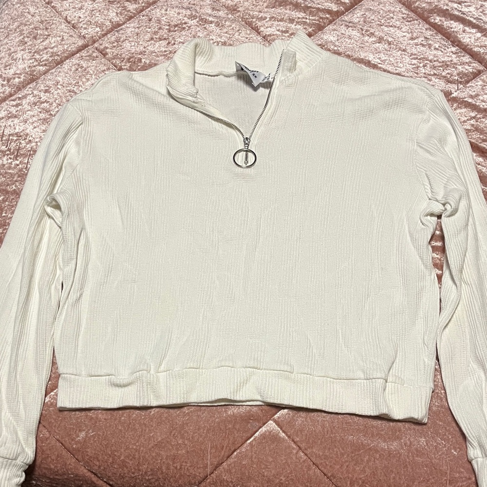 Princess Polly Cream Half-Zip Sweatshirt